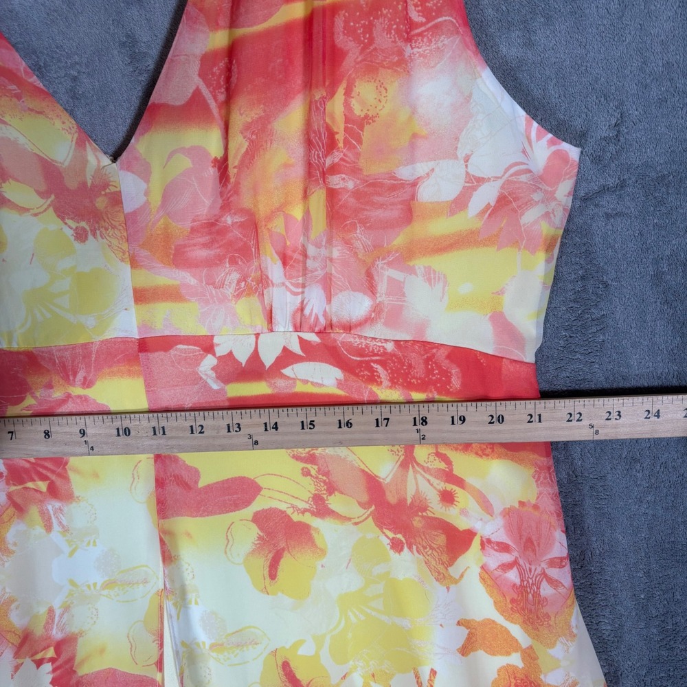 Lane Bryant Womens 18 Floral Handkerchief Hem Maxi Dress Orange Yellow Tassels - Picture 12 of 15